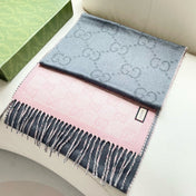 SCARF 195 CM IN SHARK GRAY AND LIGHT PINK CASHMERE 401404
