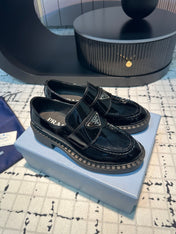 PRA SCHOCOLATE BRUSHED LOAFERS GLOSSY BLACK CALFSKIN