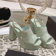 sandals light turquoise patent crumpled lambskin