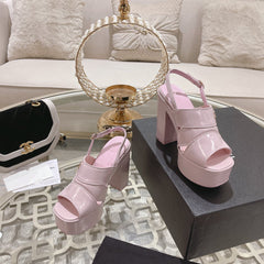 sandals pink patent crumpled lambskin