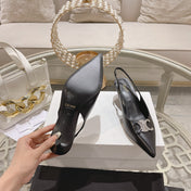 HIGH SLINGBACK 5 CM IN BLACK CALFSKIN