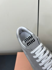THICK-SOLED RETRO SNEAKERS IN PALE GRAY SMOOTH LAMBSKIN