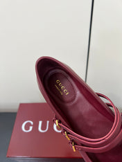 GG MARY JANE 25S IN RED LAMBSKIN WITH GOLD HARDWARE