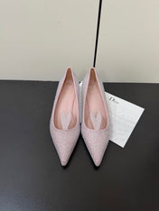 DIOR 26S POINTED-TOE HIGH HEELS 35MM IN PINK SUEDE CRYSTAL