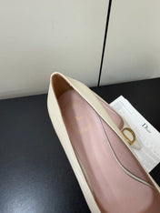 DIOR 26S POINTED-TOE HIGH HEELS 35MM IN CREAM WHITE CALFSKIN GOLD HARDWARE