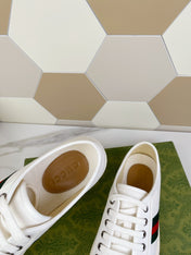 GG JULIO SNEAKER WITH WEB WHITE CANVAS