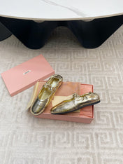 MARY JANE FLATS IN GOLD METALLIC SMOOTH LAMBSKIN