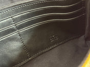 RUBBER EFFECT SMALL WALLET ON CHAIN 22.5 IN BLACK CALFSKIN