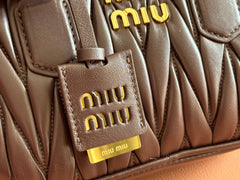 ARCADIE MATELASSÉ BAG 19 IN CHESTNUT BROWN LAMBSKIN GOLD HARDWARE