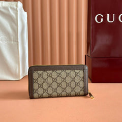 OPHIDIA WALLET 19 IN BEIGE AND DARK BROWN COATED FABRIC AND CALFSKIN