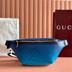 GUCCI 25S BELT BAG 39 CM IN BLUE CALFSKIN