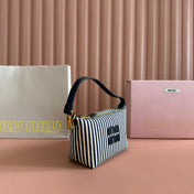 HOBO BAG 25 STRIPED WITH LOGO IN CANVAS
