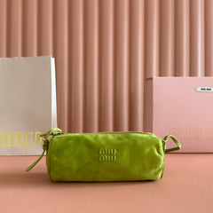 SUEDE BAG 22 BRIGHT LIME GREEN GOLD HARDWARE