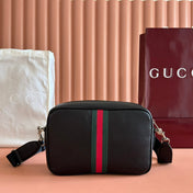 GUCCI 25S OPHIDIA CROSSBODY BAG 28 IN BLACK CALFSKIN