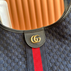 GUCCI 25S GIGLIO LARGE TOTE BAG 60 CM IN CHARCOAL GRAY CANVAS