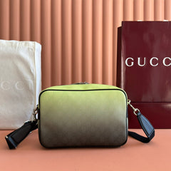 GUCCI 25S SHOULDER BAG 29 CM IN NEON GREEN TO DARK GRAY OMBRÉ CALFSKIN