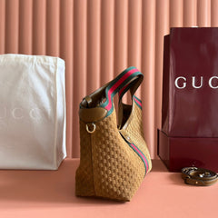 GUCCI 25S GIGLIO LARGE TOTE BAG 25 CM IN BROWN CANVAS