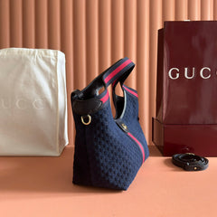 GUCCI 25S GIGLIO LARGE TOTE BAG 25 CM IN CHARCOAL GRAY CANVAS