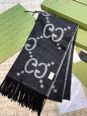 SCARF 200 CM IN BLACK MIX LIGHT GRAY CASHMERE 396377