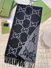 SCARF 200 CM IN BLACK MIX LIGHT GRAY CASHMERE 396377