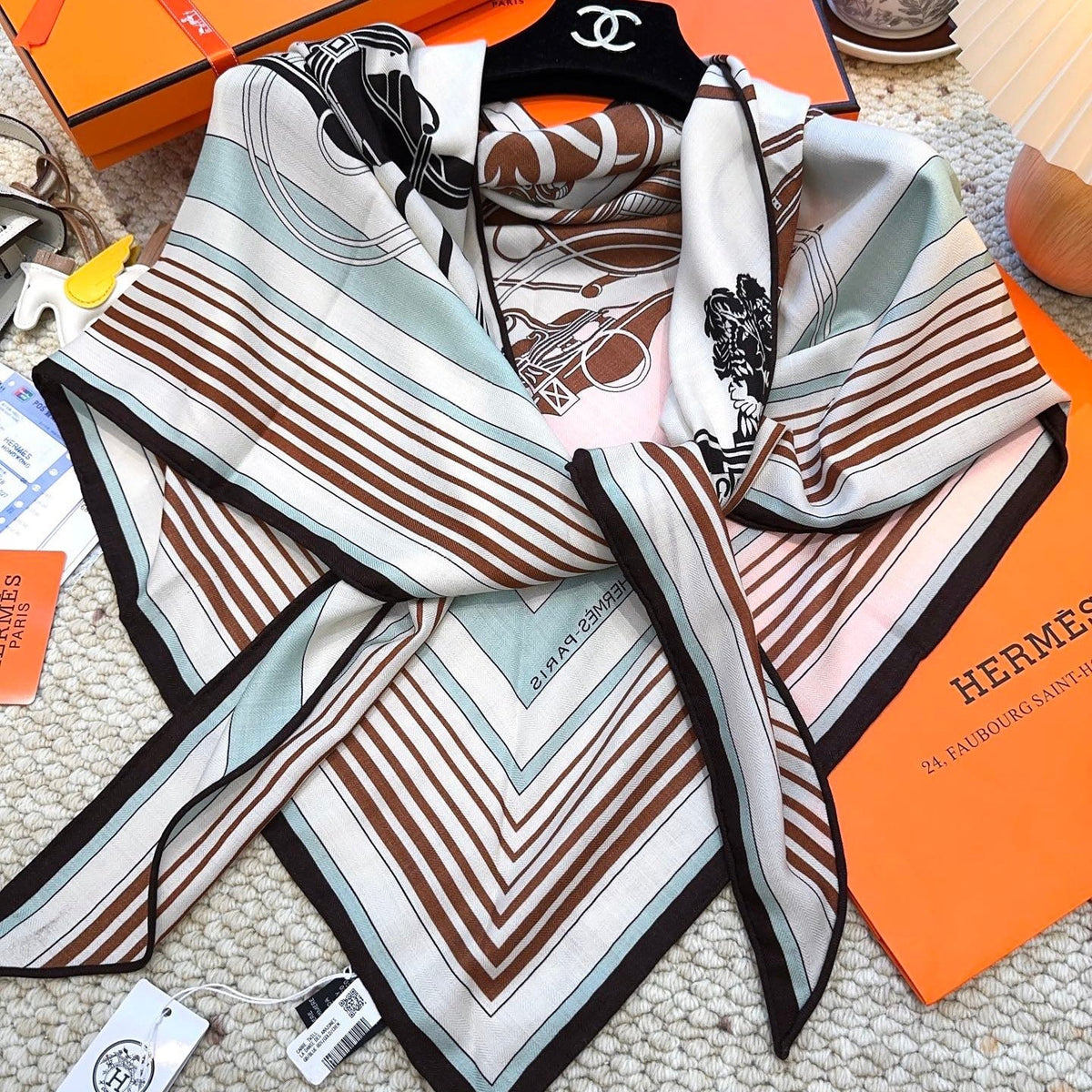 HERMES 25S SCARF 140 IN CASHMERE SILK 854529