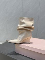 BALMAIN 26S BOOT 75 MM IN LIGHT BEIGE CALFSKIN