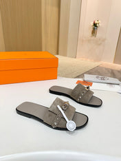 HM 26S GIULIA SANDAL IN GREY SUEDE AND CALFSKIN SILVER HARDWAREC