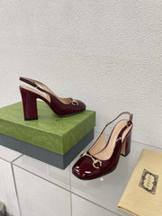 GG WOMEN'S HORSEBIT SLINGBACK 95MM IN WINE RED CALFSKIN