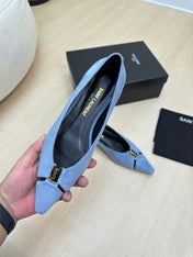 BABYLONE BALLET FLAT IN SKY BLUE SUEDE