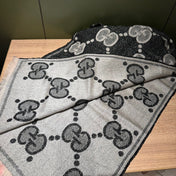 SCARF 195 CM IN BLACK AND LIGHT GRAY GG WOOL LAMÉ JACQUARD 403977