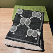 SCARF 195 CM IN BLACK AND LIGHT GRAY GG WOOL LAMÉ JACQUARD 403977