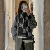 SCARF 195 CM IN BLACK AND LIGHT GRAY GG WOOL LAMÉ JACQUARD 403977