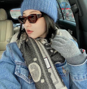 SCARF 195 CM IN BLACK AND LIGHT GRAY GG WOOL LAMÉ JACQUARD 403977