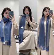 SCARF 180 CM IN PACIFIC BLUE CASHMERE AND WOOL 408837