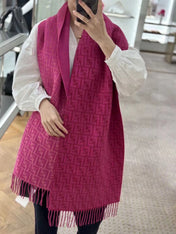 FF SCARF 180 CM IN BRIGHT PINK MONOGRAM WOOL AND CASHMERE 411830