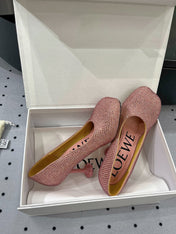 Loew pump 100 in suede and allover rhinestones pink
