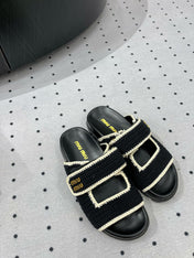 Sandals Black With Ivory Border Fabric