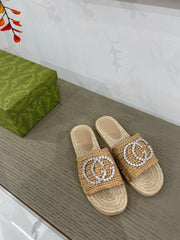 GG INTERLOCKING G ESPADRILLE COPPER FABRIC