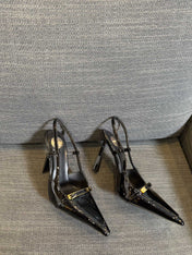 JACQUELINE SLINGBACK PUMPS IN BLACK PATENT LAMBSKIN