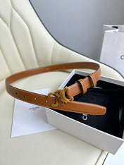 MEDIUM TRIOMPHE BELT 25MM BRONZE BROWN LEATHER GOLD HARDWARE