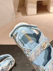 CC DAD SANDALS IN LIGHT BLUE CALFSKIN