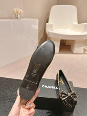BOWKNOT BALLET FLAT IN BLACK SHEEPSKIN