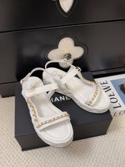 THICK-SOLED SANDALS 55 MM IN WHITE CALFSKIN