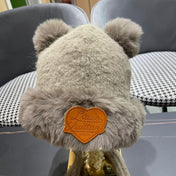 BEANIE HAT IN PARCHMENT BEIGE WOOL AND LAMB FUR 427794