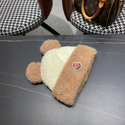 BEANIE HAT IN BEIGE MIX CAMEL BROWN WOOL AND RABBIT FUR 437687
