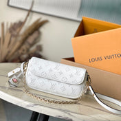 WALLET ON CHAIN IVY 23 IN WHITE MONOGRAM PERFORATED CALFSKIN GOLD HARDWARE