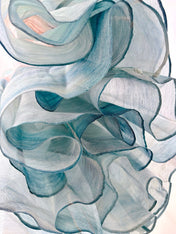 ZIMMER SILK MIDI DRESS IN PASTEL BLUE-GREEN AND LIGHT PURPLE