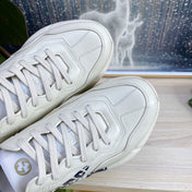 GG COUPLE TRAINER WHITE CALFSKIN WITH LEMON ICON