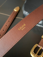 BELT 25MM MEDIUM WESTERN IN DARK BROWN CALFSKIN GOLD BUCKLE