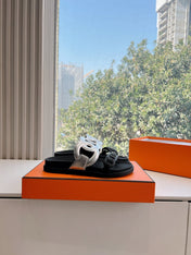 EXTRA SANDAL IN SILVER MIX BLACK CALFSKIN